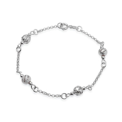 Pulseira Lilith Allure Prateada Elo Português com Esferas / Lilith Allure Silver Elo Portugues Bracelet with Spheres