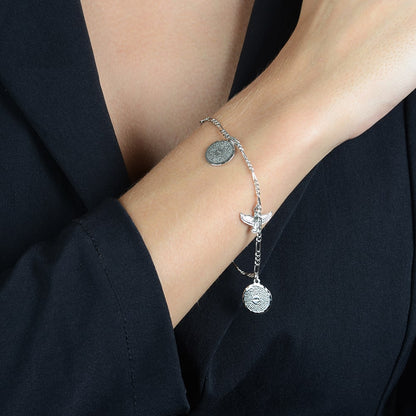 Pulseira Lilith Allure Prateada Religiosa Pai Nosso e Espírito Santo / Lilith Allure Silver Religious Bracelet with Our Father Prayer and Holy Spirit