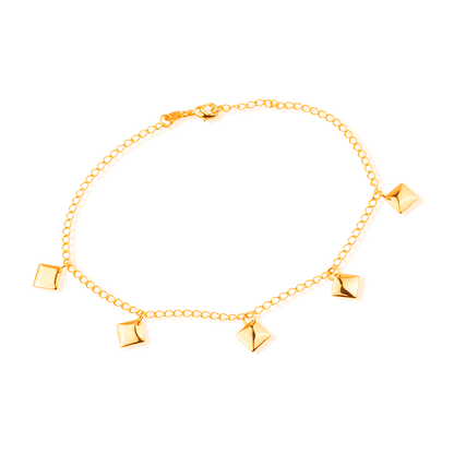 Tornozeleira Lilith Allure Dourada de Chapas Quadradas / Lilith Allure Gold-Plated Anklet featuring Square Plate Charms