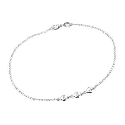 Tornozeleira Lilith Allure Prateada 3 Corações Lisa / Lilith Allure Silver Anklet with 3 Smooth Hearts