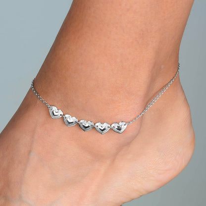 Tornozeleira Lilith Allure Prateada 5 Corações / Lilith Allure Silver Anklet with 5 Hearts