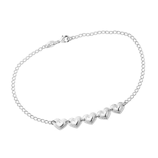 Tornozeleira Lilith Allure Prateada 5 Corações / Lilith Allure Silver Anklet with 5 Hearts