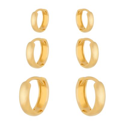 Trio Lilith Allure Dourado de Argolinhas / Lilith Allure Gold-Toned Trio of Small Hoops