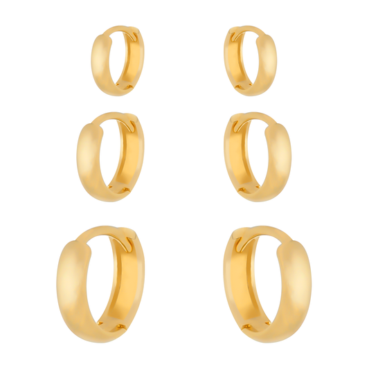 Trio Lilith Allure Dourado de Argolinhas / Lilith Allure Gold-Toned Trio of Small Hoops